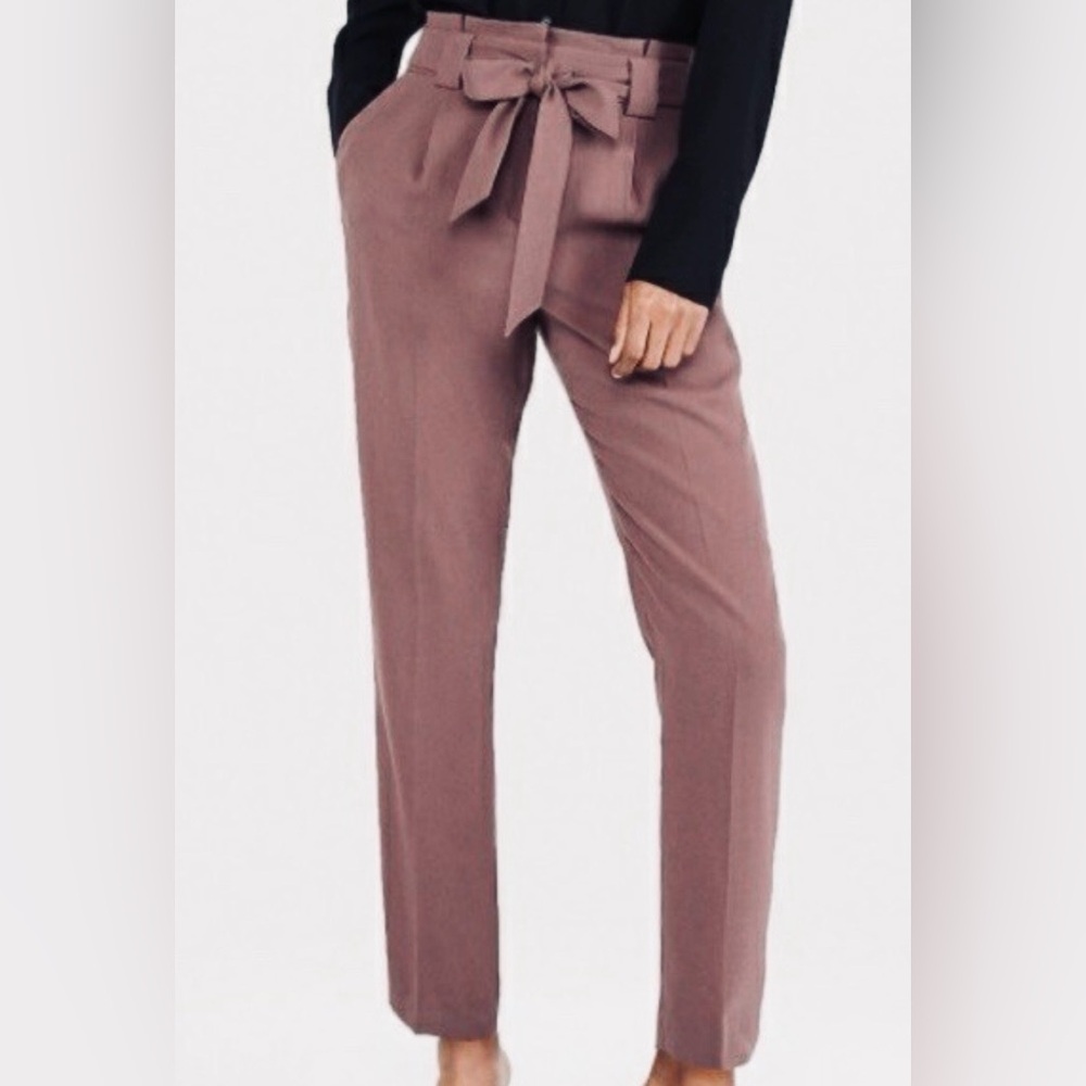 Express High-Waisted Paper Bag Ankle Pant | Size 8 Regular | Thorn-berry/Maeve